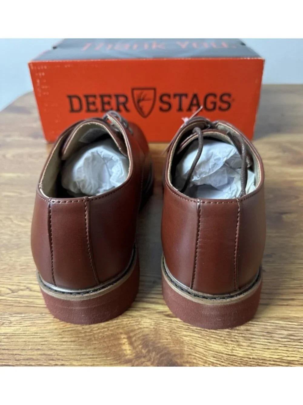 Deer Stags Denny Boys Round Oxford Shoes in Dark Luggage Size 5.5 M Big Kid